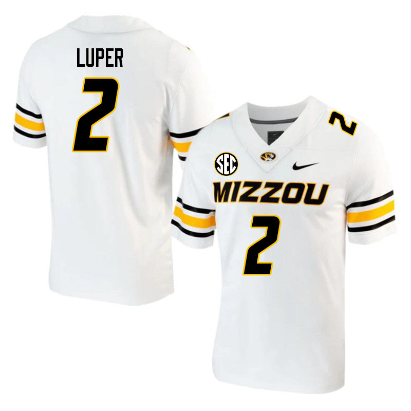 Men #2 Chance Luper Missouri Tigers College 2023 Football Stitched Jerseys Sale-White